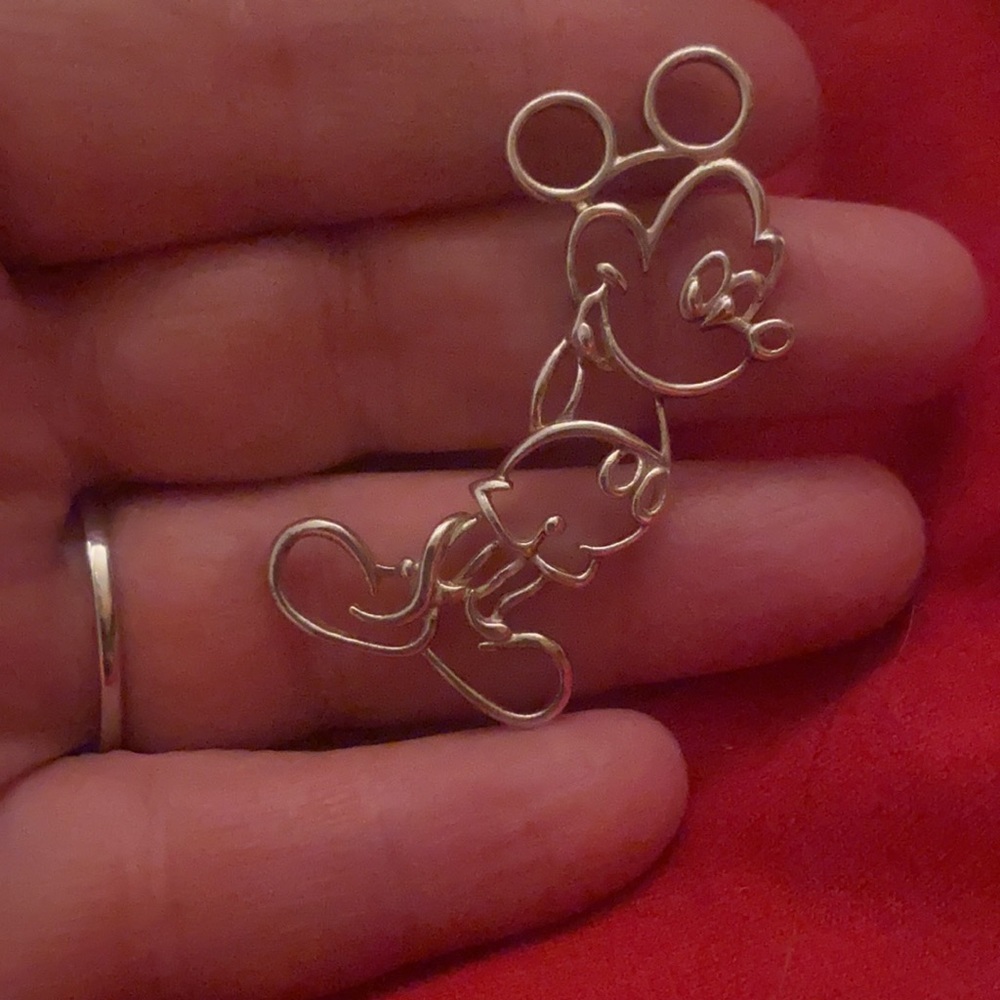 Solid Sterling Silver Large Mickey Mouse Pendant
